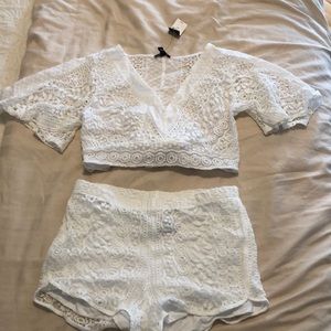 NWT Express white lace two piece set